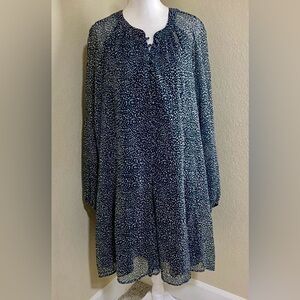 Joie Elegant Dark Green and White Flowy Lined Women's Dress. Size XXL.